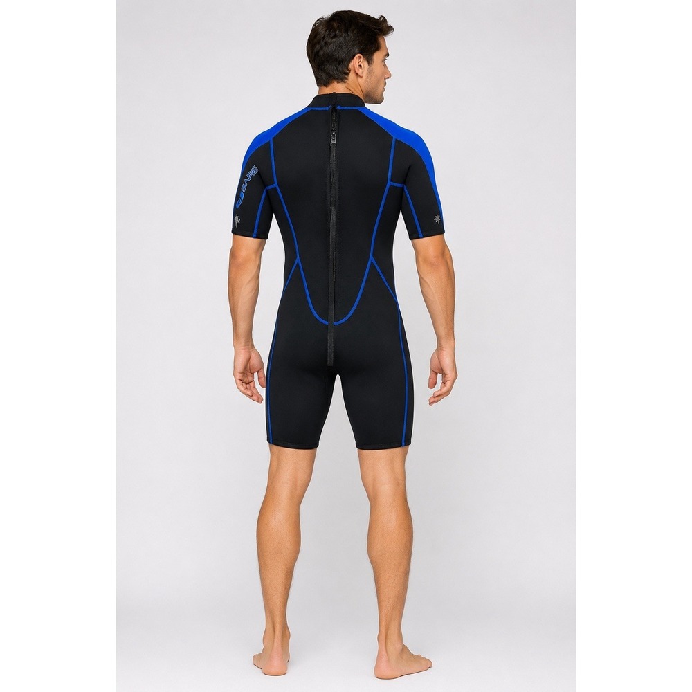 Bare 2mm Sport Shorty Wetsuit Men's LJ Black Blue Back Zip Neoprene - Picture 2 of 16